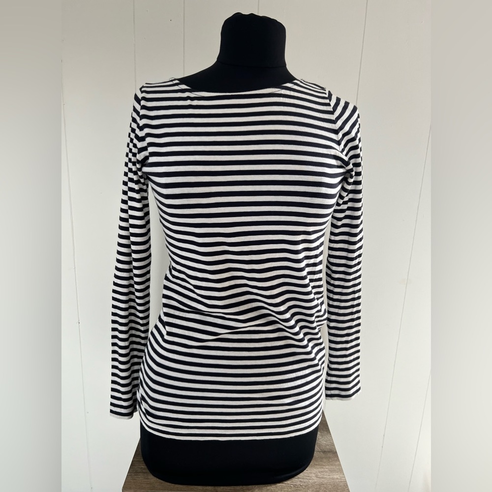 Hallhuber Black & White Stripes Long Sleeve Tee Shirt S